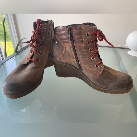 Joseph Seibel Brown Leather Ankle Boots / Wedge Booties - Size 10 US/ 40 EU 🌲 - Picture 5 of 14